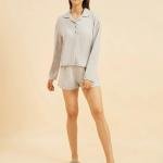 Womens Full Sleeve Button Down Shorts Night Suit
