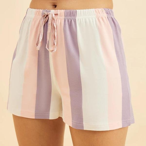 Pastel Pink Lavender Womens Shorts Nightwear Set